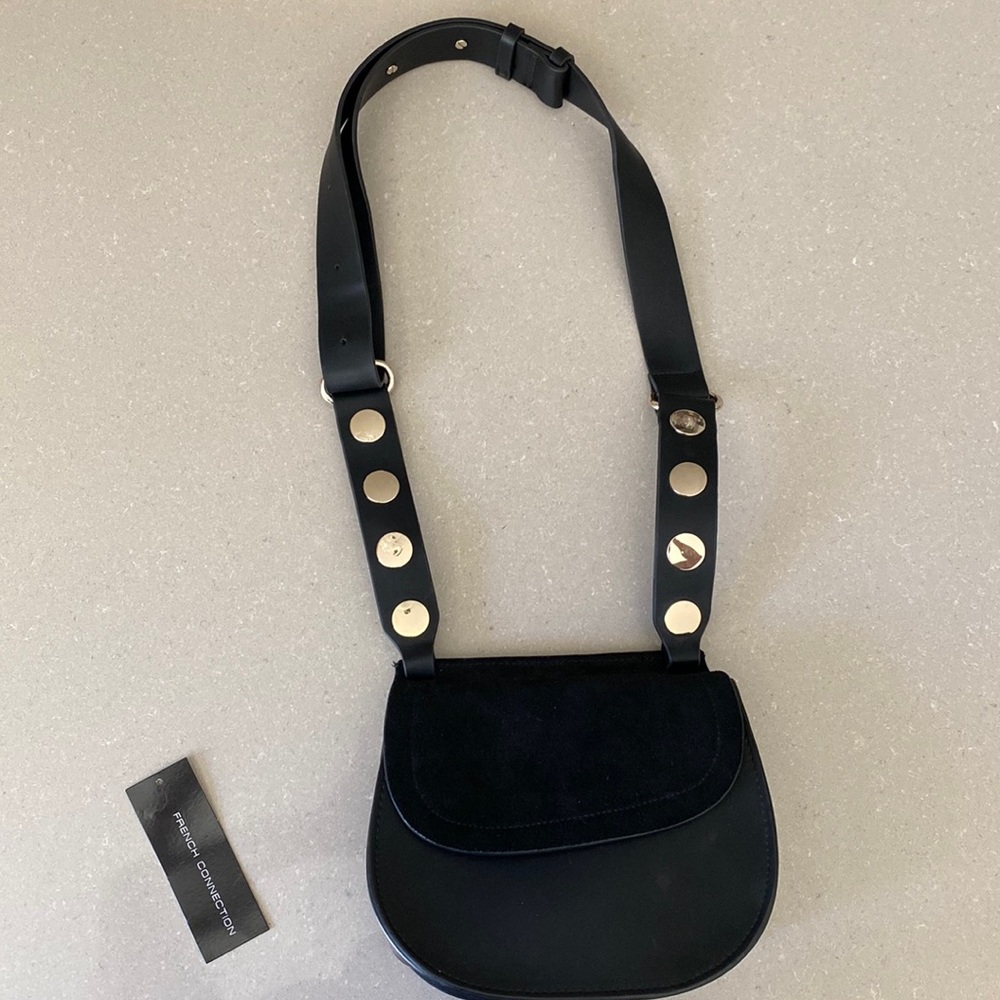 French Connection Saddlebag Black Leather - Picture 3 of 14